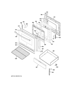 Door And Drawer Parts Diagram and Parts List for JBS360DM3BB  General Electric Range