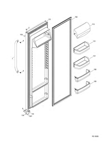 FF DOOR Diagram and Parts List for GSRS5KLZDFSS  General Electric Refrigerator