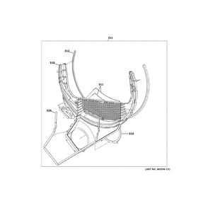 Trap Duct Assembly Diagram and Parts List for YTD74E2SN2WS  General Electric Dryer