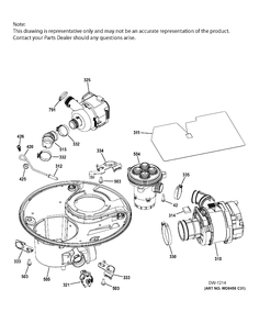 SUMP & MOTOR MECHANISM Diagram and Parts List for PDT750SSFASS  General Electric Dishwasher