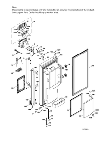 FF DOOR LEFT Diagram and Parts List for CFCP1RKBESS  General Electric Refrigerator