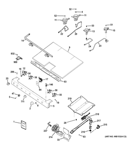 GAS & BURNER PARTS Diagram and Parts List for AGBS45DEF2WS  General Electric Range