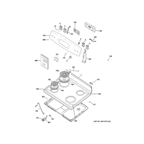 Control Panel And Cooktop Diagram and Parts List for JB256DM4BB  General Electric Range