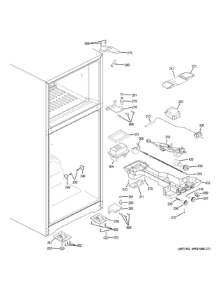 Fresh Food Section Diagram and Parts List for GIE18ETHMRWW  General Electric Refrigerator