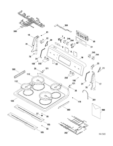 CONTROLS & COOKTOP Diagram and Parts List for JCBS63WK2WW  General Electric Range