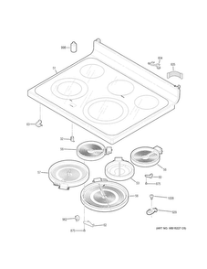 Cooktop Diagram and Parts List for JB750SJ1SS  General Electric Range
