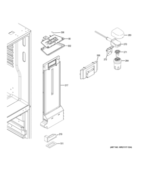 FRESH FOOD SECTION Diagram and Parts List for GNE21FMKFFES  General Electric Refrigerator