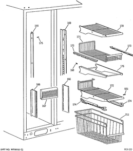 FREEZER SHELVES Diagram and Parts List for TPX24B1YAWW  General Electric Refrigerator