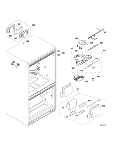 Part Location Diagram of WR13M282 GE PIN HINGE CENTER