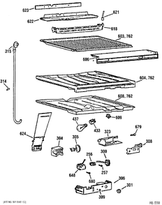 LIGHT SWITCHES & DRAIN FUNNEL Diagram and Parts List for TBX22PRBSRWW  General Electric Refrigerator
