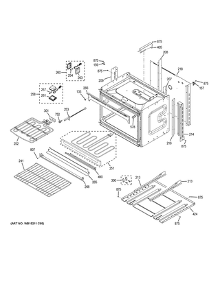 Lower Oven Diagram and Parts List for JT5500EJ6ES  General Electric Wall Oven