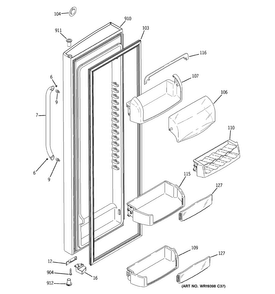 Fresh Food Door Diagram and Parts List for GSHS6KGZCCSS  General Electric Refrigerator
