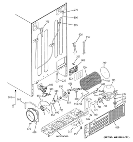 Machine Compartment Diagram and Parts List for XSS23GSKMCSS  General Electric Refrigerator