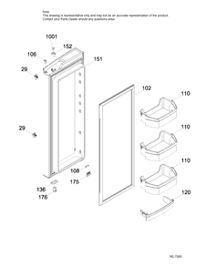 FRESH FOOD DOOR RIGHT Diagram and Parts List for PNE25JGKCKWW  General Electric Refrigerator