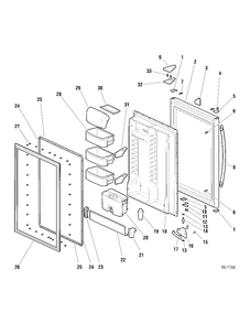 REFRIGERATOR DOOR Diagram and Parts List for 3220-00LA0S00  General Electric Refrigerator