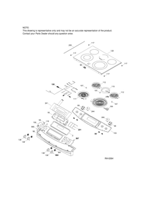 CONTROL PANEL & COOKTOP Diagram and Parts List for JCSP42DR3WW  General Electric Range