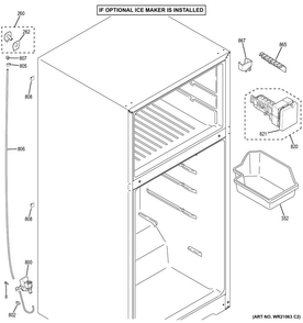 Ice Maker Diagram and Parts List for GTE18ETHDRBB  General Electric Refrigerator