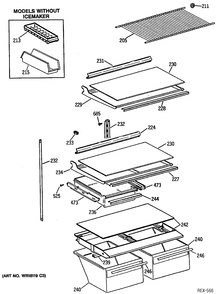 SHELF PARTS Diagram and Parts List for CTX18G1XCRAA  General Electric Refrigerator