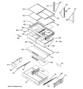 FRESH FOOD SHELVES Diagram and Parts List for PYD22KSLBSS  General Electric Refrigerator
