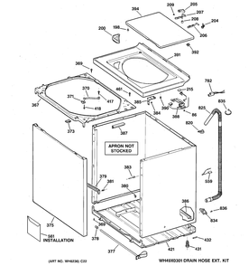 CABINET, COVER & FRONT PANEL Diagram and Parts List for GJXR2130B1WW  General Electric Washer