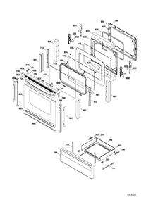 DOOR & DRAWER Diagram and Parts List for RCB757DN5WW  General Electric Range
