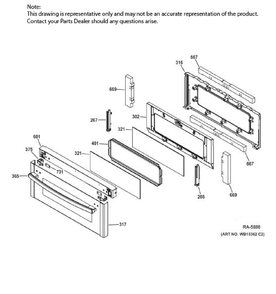 UPPER DOOR Diagram and Parts List for PCGS950SEF4SS  General Electric Range