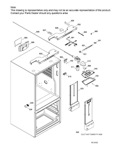 FUNCTIONAL PARTS FF Diagram and Parts List for PFE24JGKAKWW  General Electric Refrigerator