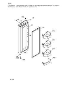 FF DOOR RIGHT Diagram and Parts List for PNE21KSKBKSS  General Electric Refrigerator
