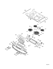 CONTROL PANEL & COOKTOP Diagram and Parts List for JCSP46SR3SS  General Electric Range