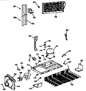 Unit Assembly Diagram and Parts List for TBX18DISJRAD  General Electric Refrigerator
