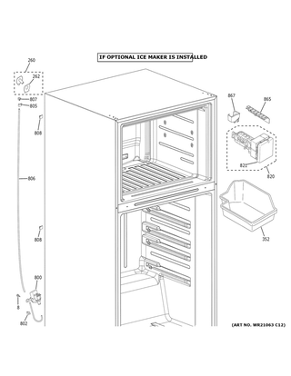 Ice Maker Diagram and Parts List for GTE21GMLBES  General Electric Refrigerator