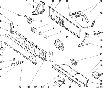CONTROL GROUP Diagram and Parts List for 57131T5WW  General Electric Washer