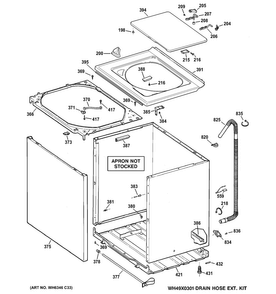 Cabinet, Cover & Front Panel Diagram and Parts List for GTWN5450D2WW  General Electric Washer