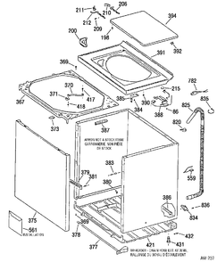CABINET Diagram and Parts List for XBXR2070W0WW  General Electric Washer