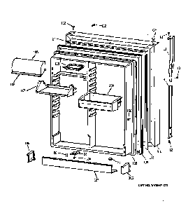 Fresh Food Door Diagram and Parts List for 36369267991  General Electric Refrigerator