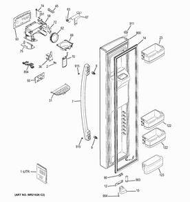 Freezer Door Diagram and Parts List for GSS25GGHBCWW  General Electric Refrigerator