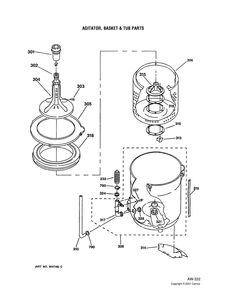TUB & AGITATOR ASM. Diagram and Parts List for WSKS2060TWB  General Electric Washer