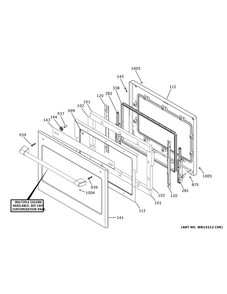 Lower Door Diagram and Parts List for CTD90DP2N3S1  General Electric Wall Oven