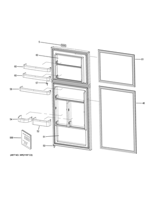 Doors Diagram and Parts List for VPS10FGMABB  General Electric Refrigerator
