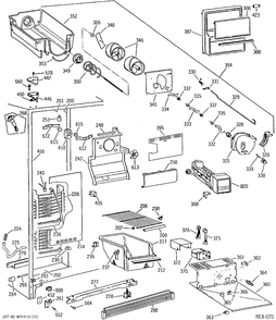 FREEZER SECTION Diagram and Parts List for TFX25JWYWAA  General Electric Refrigerator