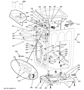 Cabinet & Top Panel Diagram and Parts List for GFWN1100H0WW  General Electric Washer