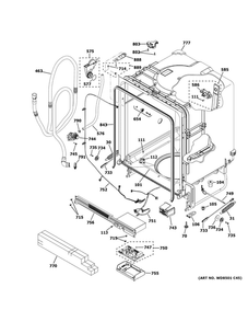 Body Parts Diagram and Parts List for GDF535PSR1SS  General Electric Dishwasher