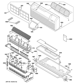 Grille, Heater & Base Pan Parts Diagram and Parts List for AZ41E12EACW3  General Electric Air Conditioner