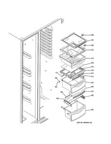 Refrigerator Shelves Diagram and Parts List for GSE26HMECHES  General Electric Refrigerator