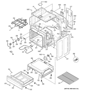 Body Parts Diagram and Parts List for JB250DF2WW  General Electric Range