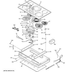 CONTROL PANEL & COOKTOP Diagram and Parts List for CP650ST3SS  General Electric Cooktop