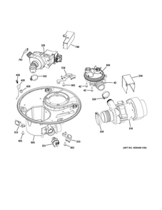 Sump & Motor Mechanism Diagram and Parts List for GDF570SSF7SS  General Electric Dishwasher
