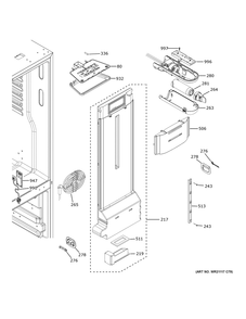Fresh Food Section Diagram and Parts List for XNE25JSKXFSS  General Electric Refrigerator
