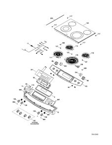 CONTROL PANEL & COOKTOP Diagram and Parts List for JCSP41SV1SS  General Electric Range