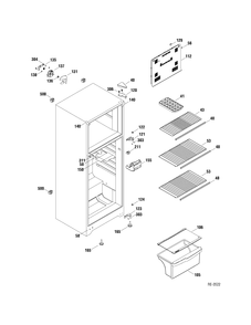CABINET PARTS Diagram and Parts List for MTR09UAXAWW  General Electric Refrigerator